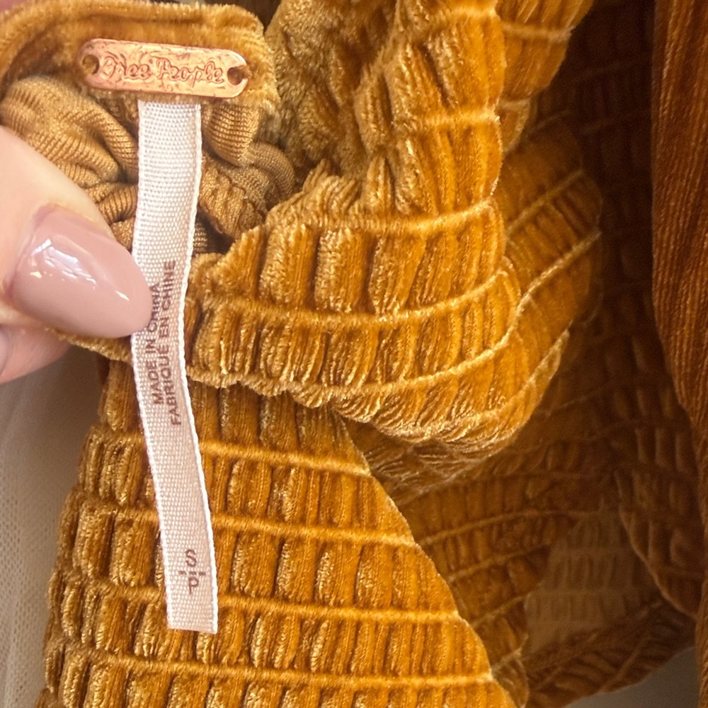 Free People Golden Velvet Lace-Up Back Top - Picture 2 of 4